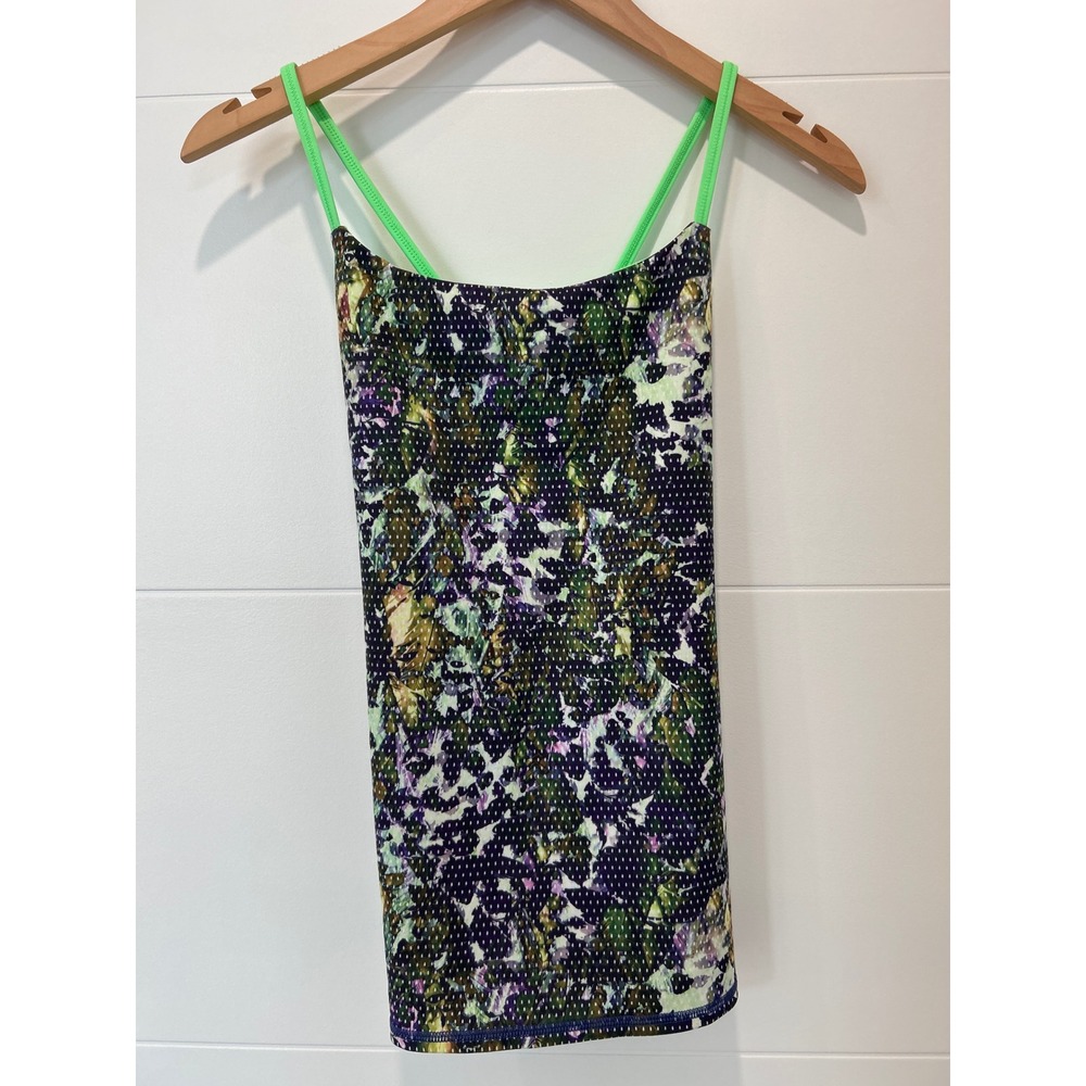 Lululemon Strappy Back Athletic Tank Top Multi Color Floral Print Size 4